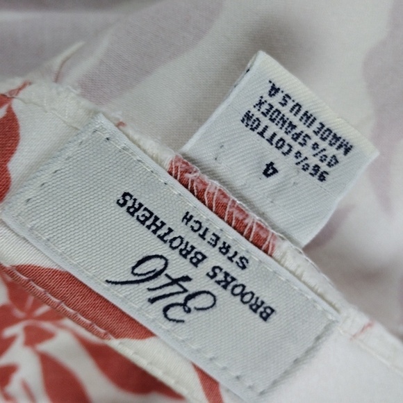 Brooks Brothers 346 Orange White Leaf Pattern Above The Knee Zipper Back Skirt - Picture 5 of 11